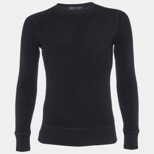 Ralph Lauren Black Cashmere Rib Knit Full Sleeve Jumper S