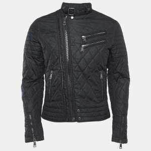 Pre Owned Ralph Lauren Black Nylon Zip-Up Quilted Biker Jacket S