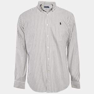 Ralph Lauren Grey Striped Cotton Long Sleeve Shirt M