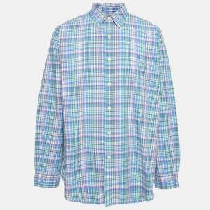 Ralph Lauren Blue/Green Checks Cotton Classic Fit Shirt XXL