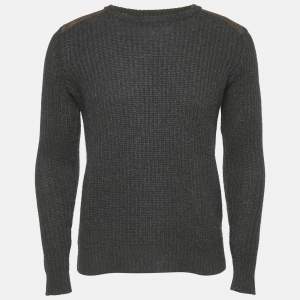 Ralph Lauren Black Wool Patch Detail Long Sleeve Jumper M