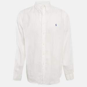 Ralph Lauren White Linen Button Front Shirt L