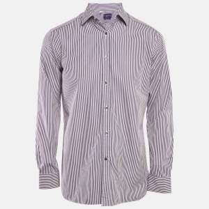 Ralph Lauren Purple Striped Cotton Full Sleeve Shirt L