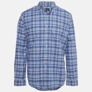 Pre Owned Ralph Lauren Blue Checkered Cotton Classic Fit Shirt L