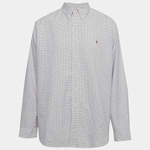 Pre Owned Ralph Lauren Navy Blue/Pink Checkered Cotton Regular Fit Shirt XL 