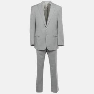مملوكة مسبقًا Ralph Lauren Grey Pin Striped Wool Regular Fit Suit XXL