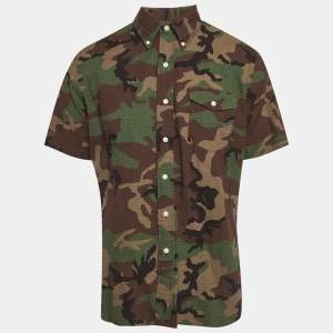 مملوكة مسبقًا Ralph Lauren Multicolour Camouflage Print Cotton Seersucker Shirt L