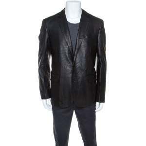 Pre Owned Ralph Lauren Black Lamb Leather Anthony Sport Coat XL 