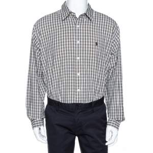 Pre Owned Ralph Lauren White Checked Cotton Button Down Blake Shirt XL