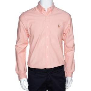 Pre Owned Ralph Lauren Light Orange Stretch Oxford Slim Fit Shirt M