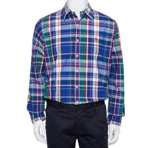 Ralph Lauren Multicolor Plaided Cotton Button Front Custom Fit Shirt L