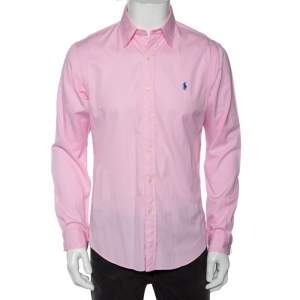 Pre Owned Ralph Lauren Pink Feather Weight  Cotton Slim Fit Shirt M