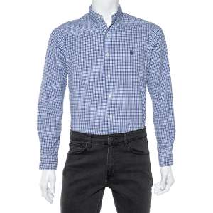 Pre Owned Ralph Lauren Blue Check Cotton Button Down Shirt S 