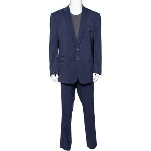 Ralph Lauren Blue Striped Wool Single Breasted Suit 4XL