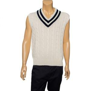 Polo by Ralph Lauren Wimbledon Off-White Cable Knit Sleeveless Vest L