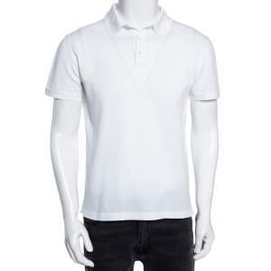 Pre Owned Ralph Lauren White Cotton Pique Polo T-Shirt S 