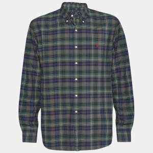 Pre Owned Ralph Lauren Green Tartan Check Cotton Button Down Shirt XXL