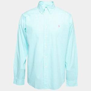 Pre Owned Ralph Lauren Green Checkered Cotton Button Front Shirt XL