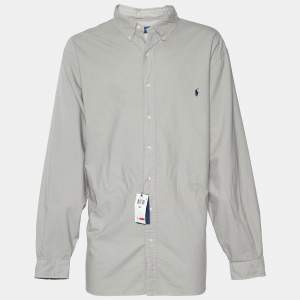 Ralph Lauren Chalk Grey Cotton Button Front Shirt 3XL