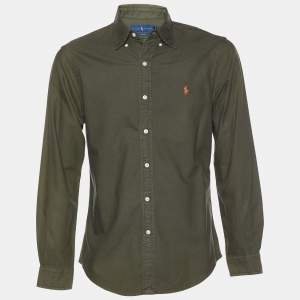Pre Owned Ralph Lauren Green Cotton Slim Fit Button Front Shirt M