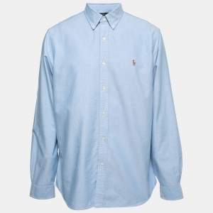 Pre Owned Ralph Lauren Blue Cotton Classic Fit Button Down Shirt XL