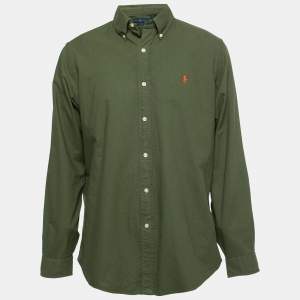 Ralph Lauren Green Cotton Classic Fit Button Front Shirt L