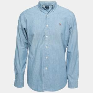 Pre Owned Ralph Lauren Blue Denim Full Sleeve Classic Fit Shirt M
