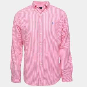 Pre Owned Ralph Lauren Pink Striped Cotton Button Down Shirt M