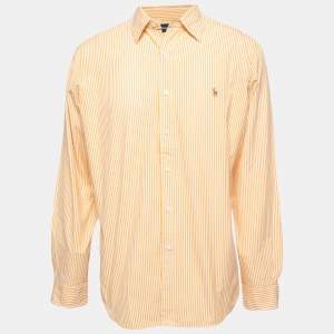 Pre Owned Ralph Lauren Yellow Striped Cotton Button Down Shirt L