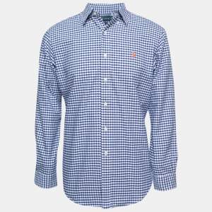 Ralph Lauren Blue Gingham Patterned Cotton Button Down Shirt M