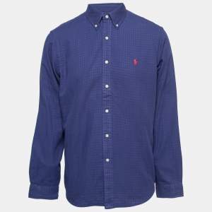 Pre Owned Ralph Lauren Blue Cotton Button Down Shirt L