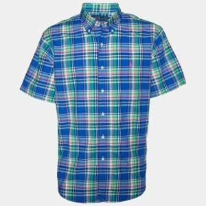 Pre Owned Ralph Lauren Multicolor Checkered Cotton Custom Fit Shirt XL