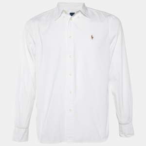 Pre Owned Ralph Lauren White Cotton Button Front Shirt L