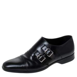 Ralph Lauren Black Leather Double Strap Monk Oxfords Size 42