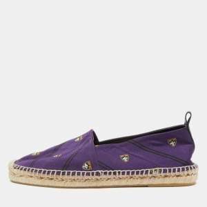 Ralph Lauren Purple Printed Fabric Slip On Espadrilles Loafers Size 41