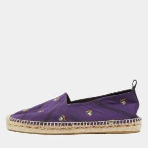 Pre Owned Ralph Lauren Purple Printed Fabric Slip On Espadrilles Loafers Size 41