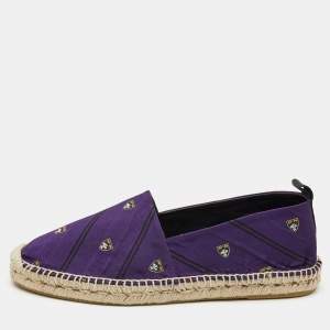 Pre Owned Ralph Lauren Purple Printed Fabric Slip On Espadrilles Loafers Size 45