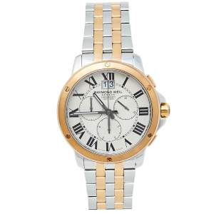 Raymond Weil Cream Two-Tone Stainless Steel Tango Chronograph 4891 Men's Wristwatch 40 mm
