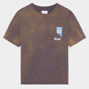 Rhude Vintage Grey Cotton Off Road Print Crew Neck Raceway T-Shirt M