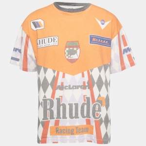 Rhude X McClaren Orange Rcing Team Print Cotton Crew Neck T-Shirt M