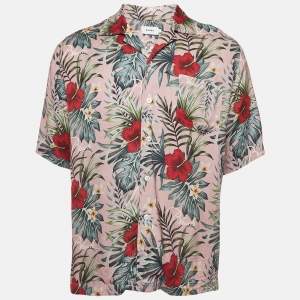 Rhude Pink Tropical Print Hawaiian Shirt L