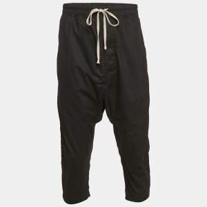 Rick Owens Black Cotton Drop-Crotch Pants M