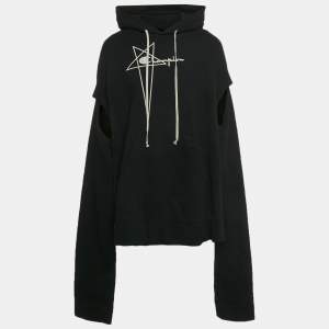 Pre Owned Rick Owens x Champion Black Cotton Oversized Sleeve Hoodie S