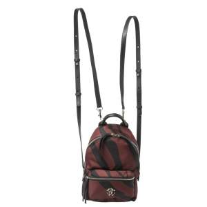 Roberto Cavalli Maroon/Black Zebra Print Fabric and Leather Mini Backpack