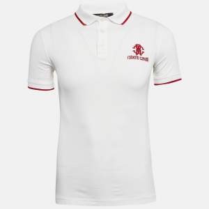 Roberto Cavalli White Cotton Pique Polo T-Shirt S