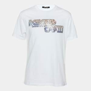Robert Cavalli White Jersey Logo Print T-Shirt M