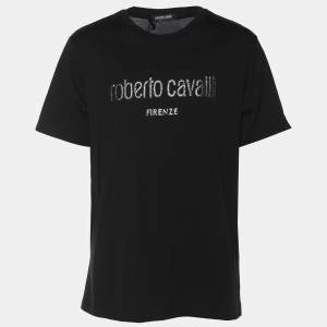 Robert Cavalli Black Jersey Logo T-Shirt XL