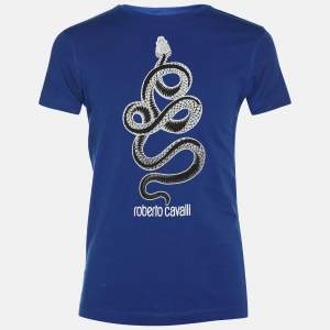 Roberto Cavalli Blue Cotton Crew Neck T-Shirt S
