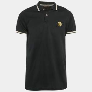 Roberto Cavalli Black Cotton Pique Polo T-Shirt L