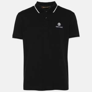 Roberto Cavalli Black Pique Cotton Polo T-Shirt L